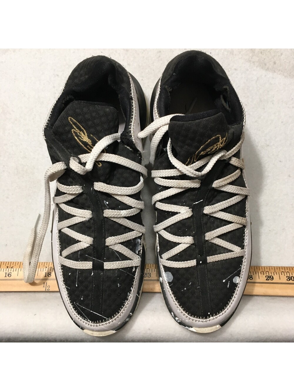Size 11- Nike LeBron 17 Low Metallic Gold Basketball Sneakers  missing insoles